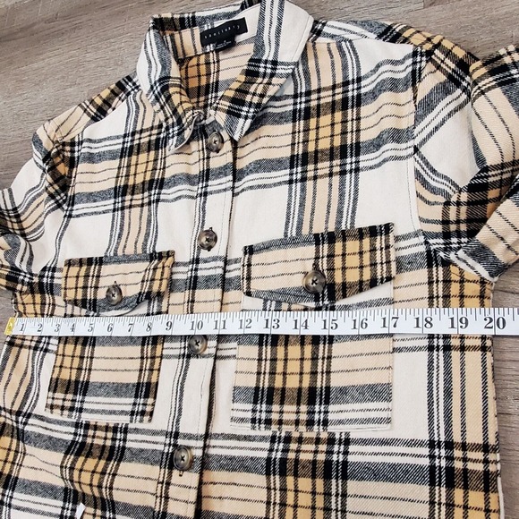 Sanctuary Button Down Plaid Shacket Womens Sz S Oversized Toffee - Picture 6 of 10